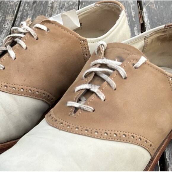 Cole Haan Saddle Shoes Made in USA Mens Size 10 D/B Leather Nubuck Tan - Picture 8 of 10